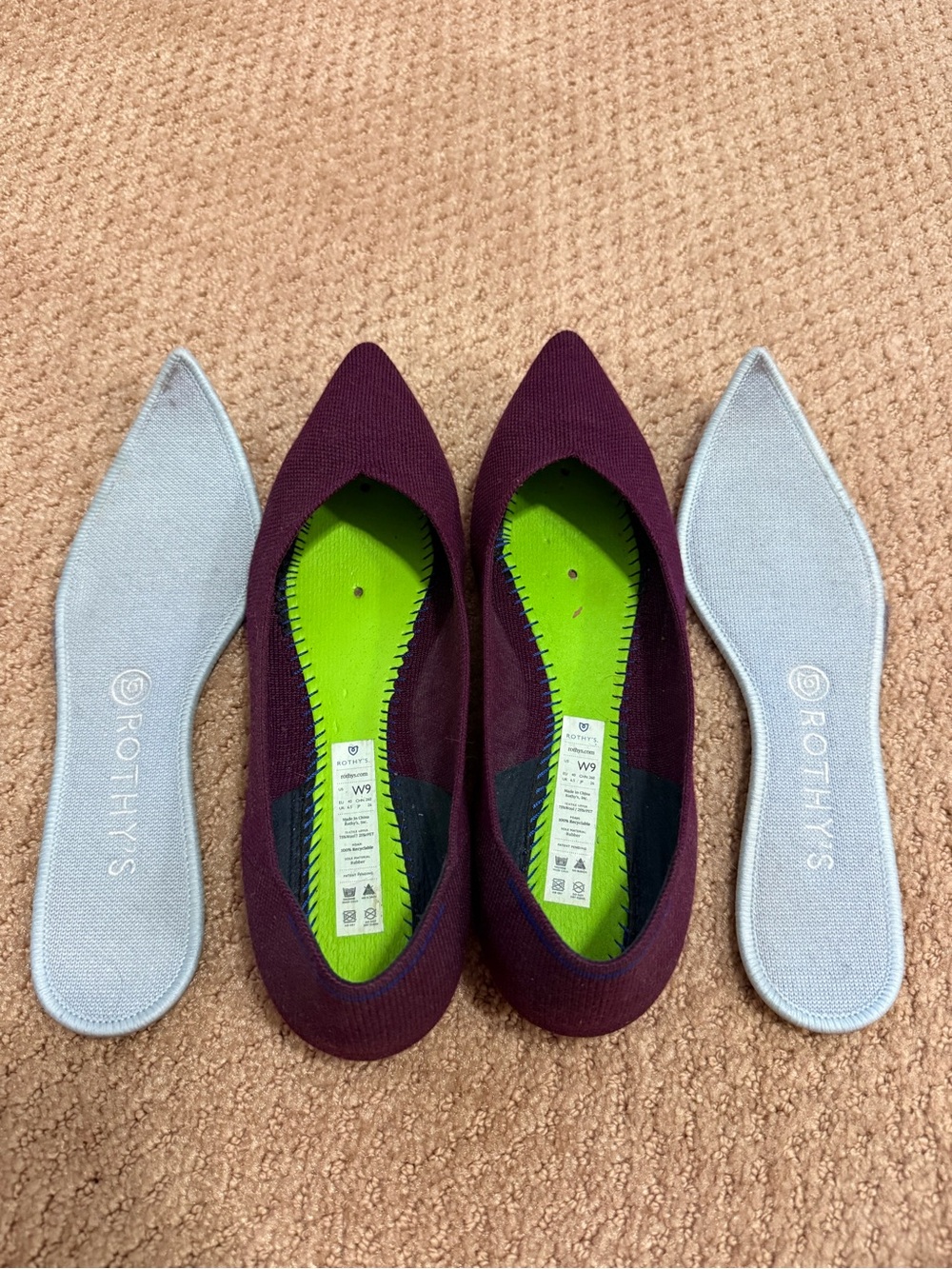 Rothy's Pointed Toe Flats in Plum - Picture 5 of 6